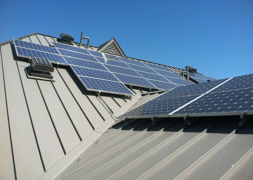 metal roof with solar panels