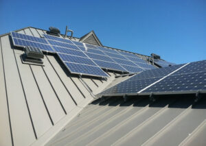 metal roof with solar panels