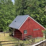 Red barn with metal roof